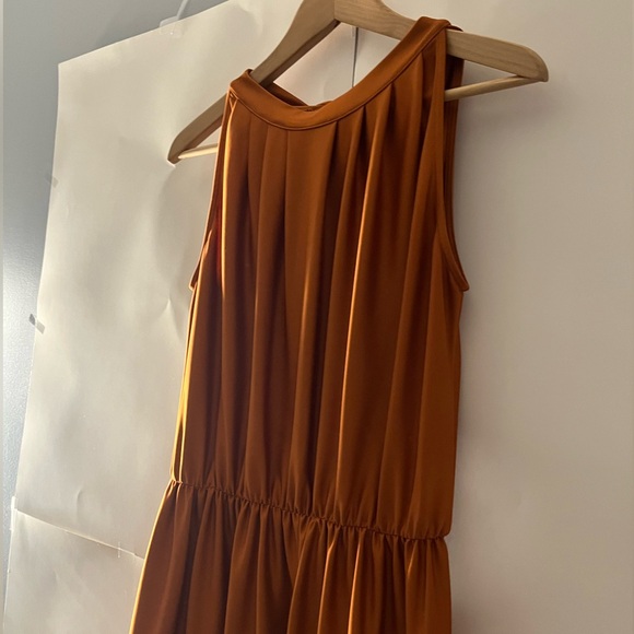 Copper-orange full length greek style dress - Picture 2 of 6